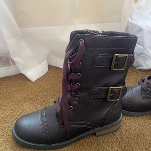 Brown combat boots